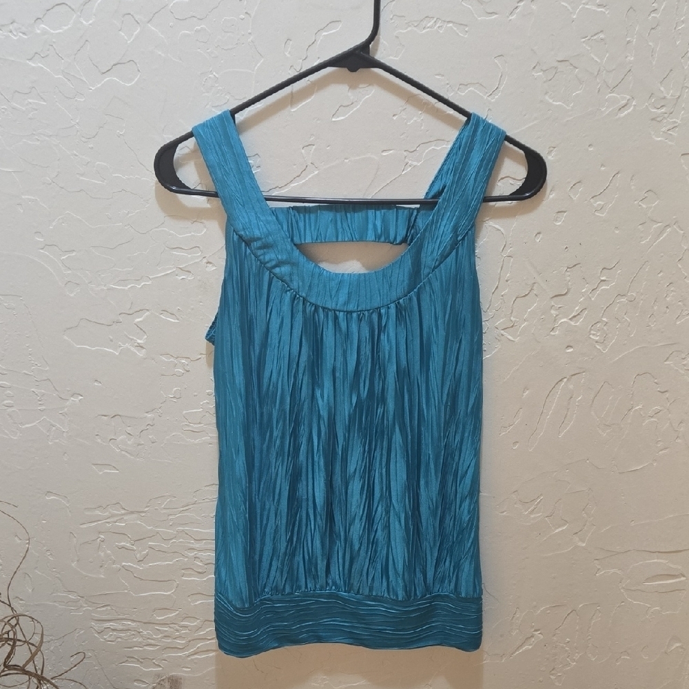 3/$10 Byer California Teal Pleated Tank Top